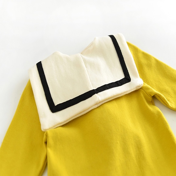 Yellow Sailor Collar Bodysuit for Kids - Picture 4 of 13